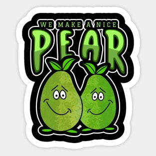 PAIR Of Cute Pears Art Funny Food Pun Sticker